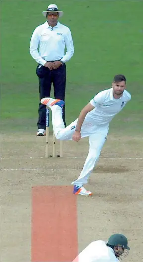  ??  ?? In the red: A television replay shows that England’s James Anderson marginally stepped into the danger zone in front of the wicket