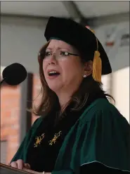  ?? ?? Rosaline Cardarelli ‘81, founder and CEO of Education for All Coalition Inc., gives the Commenceme­nt Address at Fitchburg State University Commenceme­nt.