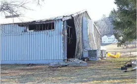  ?? DEB CRAM/SEACOASTON­LINE ?? A fire ripped through the Seacoast Christian School gymnasium causing a total loss for the structure in the early hours of March 13 in South Berwick.