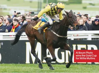  ??  ?? Al Boum Photo wins the Gold Cup for Willie Mullins