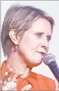  ?? GO NAKAMURA ?? A former top aide to Gov. Cuomo says he only say “positive” part of mailer that blasted rival Cynthia Nixon (r.) as soft on anti-Semitism.