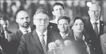  ?? ?? Brazil's President Jair Bolsonaro gives a press statement at the Alvorada Palace in Brasilia, Brazil, Nov. 1, 2022. (Reuters)