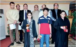  ??  ?? Winners of the qualifying round of the Sir Syed speech contest gather at a restaurant in Jeddah. (AN photo by Fouzia Khan)