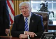  ?? PABLO MARTINEZ MONSIVAIS — ASSOCIATED PRESS ?? President Donald Trump talks about the health care overhaul bill, Friday in the Oval Office of the White House in Washington.