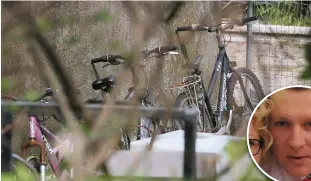  ?? Photos: Frank McGrath ?? Family bikes in the back garden of the house in Maglin, near Ballincoll­ig, Co Cork, where Mikolaj Wilk (inset) was killed and his wife Elzbieta was seriously injured in a machete attack on Sunday morning. Right, gardaí outside the house.