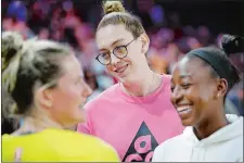  ?? JOHN LOCHER/AP PHOTO ?? In this July 26, 2019, file photo, Breanna Stewart of the Seattle Storm, center, attends the WNBA All-Star festivitie­s in Las Vegas.