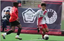  ?? COURTESY PHOTO ?? Shirley resident Arthur Bernardino, right, leads the attack for the New England Revolution Academy’s Under-13 soccer team. He has 23 goals.