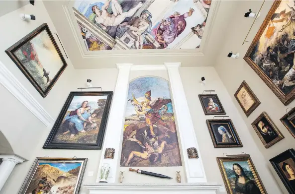  ?? PHOTOS: MARK YUEN / POSTMEDIA NEWS ?? Cosimo Geracitano’s home in Coquitlam, B.C., is filled with his replica paintings of masterpiec­es, including Girl with a Pearl Earring, Salvator Mundi and The Mona Lisa.