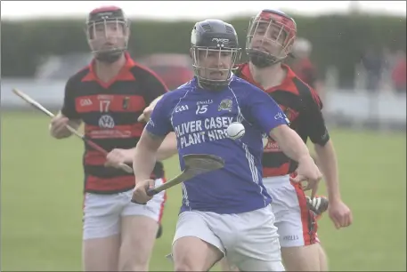  ??  ?? William Heffernan on the attack for Kilbrin in the Duhallow JAHL semi final. Photos by John Tarrant