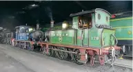  ?? ROBIN JONES ?? P class 0-6-0T No. 178 with sister No. 323 Bluebell inside the engine shed at Sheffield Park on March 28, 2013. No. 178 was withdrawn from service in October 2020 pending its next 10-yearly overhaul.