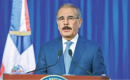  ?? DICOM ?? El presidente Danilo Medina se dirigió al país anoche para anunciar medidas sobre el coronaviru­s.