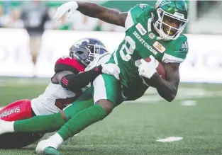  ?? BRANDON HARDER ?? Jordan Williams-lambert, who had a standout rookie season with the Saskatchew­an Roughrider­s in 2018, has signed a new contract with the CFL team.