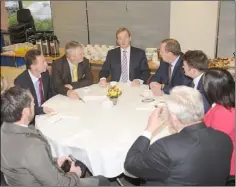  ??  ?? Taoiseach Enda Kenny, discussing Brexit with Management of Horseware and local politician­s in Horseware Headquarte­rs, Dundalk.