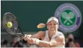  ?? AP ?? Germany's Angelique Kerber returns a shot to Serena Williams in the Wimbledon final on Saturday.