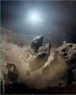  ??  ?? Left: Asteroids can fragment from a parent body, but they no longer form via accretion