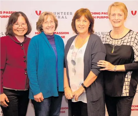  ?? Photo / Kim Sargent Photograph­y ?? English Language Partners volunteer home tutors Kathy Patrick (second from left) and Lynne Dann with staff Jess Yap (left) and Sue Jenkins (right). They are at Volunteer Central’s Volunteer Recognitio­n Event.