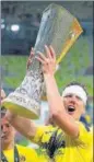  ?? AFP ?? Villarreal's Juan Foyth celebrates with the Europa League trophy.