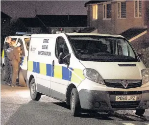  ??  ?? Police at Barnard Close in Oswaldtwis­tle after the incident