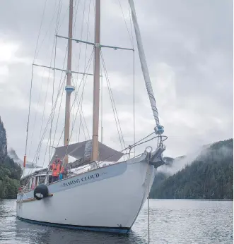  ?? AARON SAUNDERS ?? Outer Shores Expedition­s operates small-ship sailing cruises to the Great Bear Rainforest and other B.C. destinatio­ns aboard the six-guest Passing Cloud.