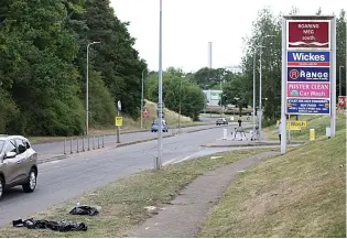  ??  ?? The scene of the accident in Stevenage yesterday that left 17 people injured