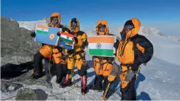  ?? — PTI ?? This handout photo shows the Indian Air Force ( IAF) team of mountainee­rs during ‘ Mission Seven Summits’. A team of IAF mountainee­rs had successful­ly scaled highest peaks of seven different continents, culminatin­g with Mt Vinson in Antarctica.