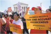  ?? J. SCOTT APPLEWHITE AP ?? Demonstrat­ors rally against a citizenshi­p question on the 2020 census, on Capitol Hill in Washington.