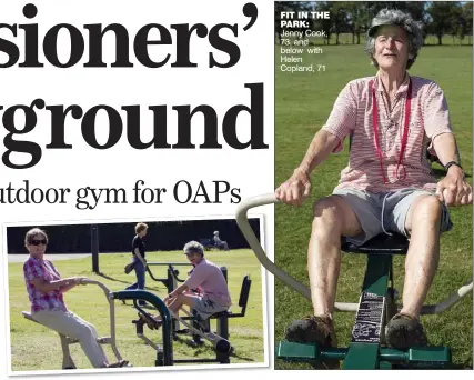  ??  ?? FIT IN THE PARK: Jenny Cook, 73, and below with Helen Copland, 71