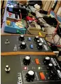  ??  ?? SELECTED GEAR USED
Musicman Stingray (1977) and Epiphone Ripper basses
Musitronic­s, Moog, Sandpit, TC Electronic, Electro Harmonix, Boss, Eventide, Fendre, Boss, Dr No, Korg and Vox pedals
Little Labs Redeye Reamp/DI, Focusrite ISA828 preamps, and Antelope Audio Orion 32 AD/DA interface
Steinberg Nuendo, UAD and IK Multimedia 5 software