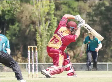  ?? ?? Ben Spicer finds his rhythm as he racks up 73 not out against Yarragon in Division 1.