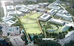  ?? MICROSOFT ?? A handout rendering of Microsoft’s plans for an extensive overhaul of its headquarte­rs and campus in Redmond, Washington.