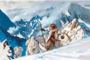  ??  ?? Gregory Manchess, Above the Timberline, 2017, oil on linen, 15 x 37".Cover illustrati­on for Above the Timberline by Gregory Manchess, Saga Press, 2017. © Gregory Manchess. All rights reserved.