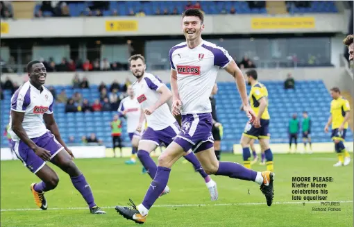  ?? PICTURES: Richard Parkes ?? MOORE PLEASE: Kieffer Moore celebrates his late equaliser