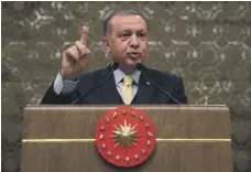  ?? AP ?? President Recep Tayyip Erdogan of Turkey in Ankara yesterday where he said the Afrin campaign was progressin­g well