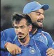  ?? AFP ?? Yuzvendra Chahal celebrates Glenn Maxwell’s wicket.