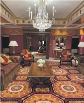  ?? ?? The spacious living room of the Royal Suite has an adjoining library and dining room