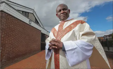  ?? Picture: Gordon Terris ?? Fr Chiedozie Ezeribe, the priest at St Dominic’s in Bishopbrig­gs, was given permission to live in Scotland on the condition he returned to Nigeria twice a year to keep in touch with students at the school he set up