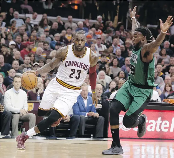  ?? — THE ASSOCIATED PRESS FILES ?? Once again, Cleveland Cavaliers’ LeBron James finds the Boston Celtics in his path as he attempts to make a seventh straight appearance in the NBA finals. The last time he lost before the finals was in the conference semifinals versus the Celtics in...