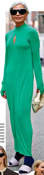  ?? ?? Grece Ghanem wears a green long sleeve maxi dress with small keyhole