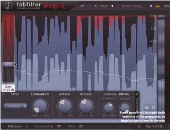  ??  ?? Break uses Pro-L to crush both versions of the premaster, to highlight problems in the mix