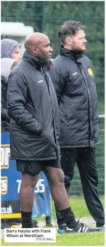  ?? STEVE BALL ?? Barry Hayles with Frank Wilson at Merstham