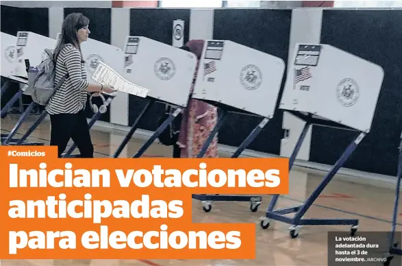  ?? /ARCHIVO ?? La votación adelantada dura hasta el 3 de noviembre.