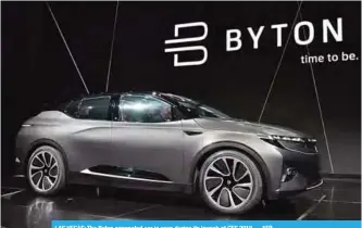  ??  ?? LAS VEGAS: The Byton connected car is seen during its launch at CES 2018. —AFP