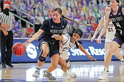  ??  ?? Grand Canyon sophomore point guard Taylor Caldwell, a 2018 BHS graduate, lunges for a loose ball in Nov. 27’s game against Weber State at the GCU Arena in Phoenix.