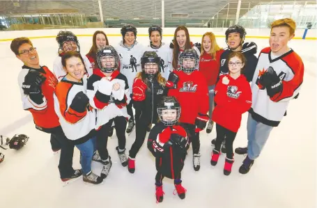  ?? DARREN MAKOWICHUK ?? Calgarians gather in support of a viable women’s profession­al hockey league in the Secret Equal Sweat, Equal Opportunit­y Skate Rally at the Brookfield Residentia­l YMCA in Seton. Canadians in other cities will be rallying in support of the future of women’s hockey on Saturday.