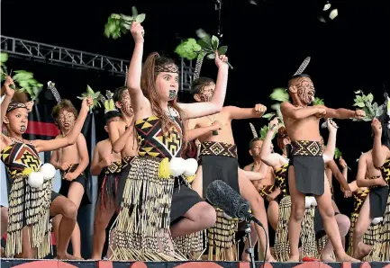  ?? MELISSA BANKS ?? Students from Nelson Central School were awarded second place in the competitio­n for the Te Aroha a Rangita¯ne Trophy at a national kapa haka festival.