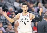  ?? RICH PEDRONCELL­I THE ASSOCIATED PRESS ?? Toronto guard Danny Green watched from the locker room as the Raptors collapsed against the Pistons on Wednesday.