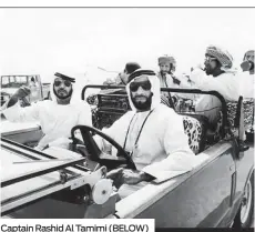  ??  ?? Captain Rashid Al Tamimi (BELOW) spent years to create the replica of Shaikh Zayed’s car (ABOVE)