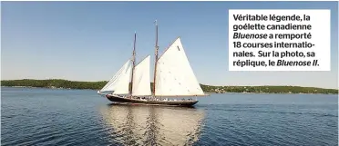  ??  ?? Véritable légende, la goélette canadienne Bluenose a remporté 18 courses internatio­nales. Sur la photo, sa réplique, le Bluenose II.