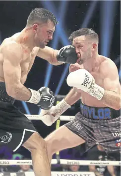  ?? ?? Englishman Jack Catterall lands a shot on Josh Taylor but it was the Scot who was given the split-decision victory at the Hydro in February 2022