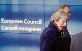  ?? EPA ?? Bruxelles.L’arrivo di Theresa May al Consiglio europeo dove ha incontrato il presidente Donald Tusk